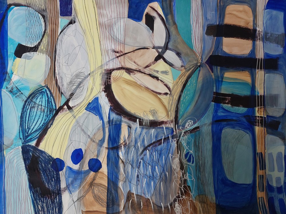 Abstract Blue Yellow Flow by Monika Riethmueller