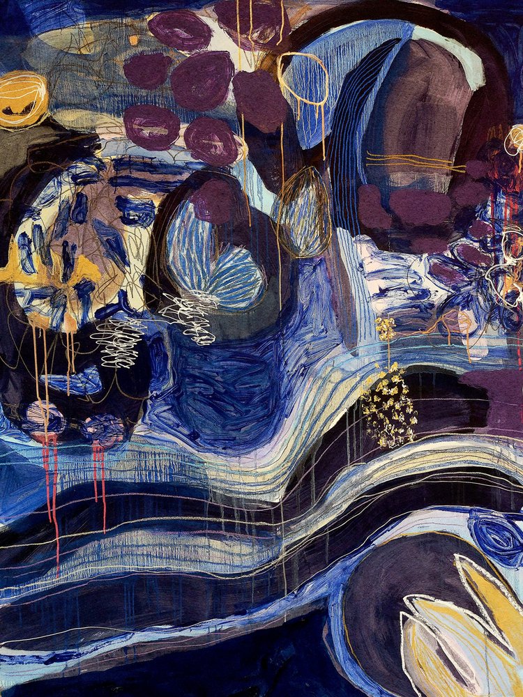 Deep Blue Abstract Swirls by Monika Riethmueller