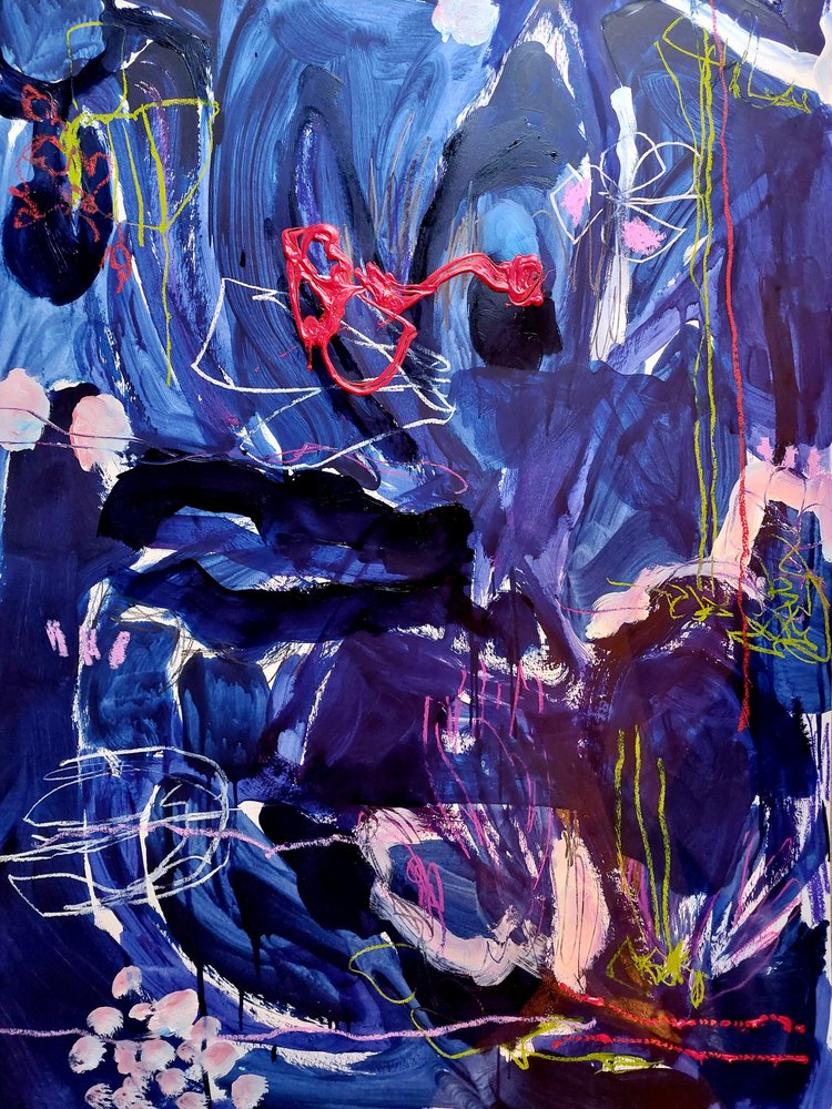 Midnight Crimson Flow by Monika Riethmueller