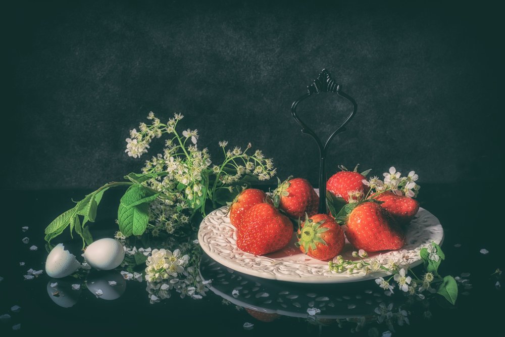 Fresh Strawberries and Blooms by Monique van Velzen