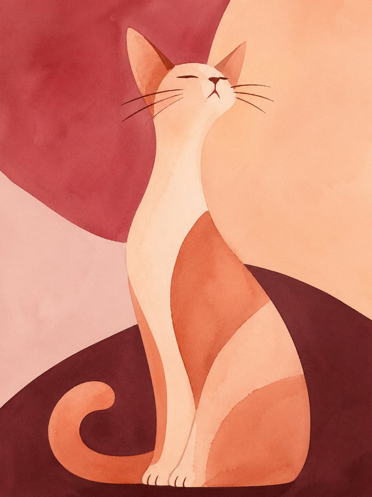 Abstract Watercolor Cat by Natalie Bruns