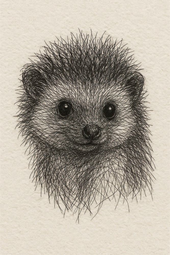 Baby Hedgehog Sketch by Natalie Bruns