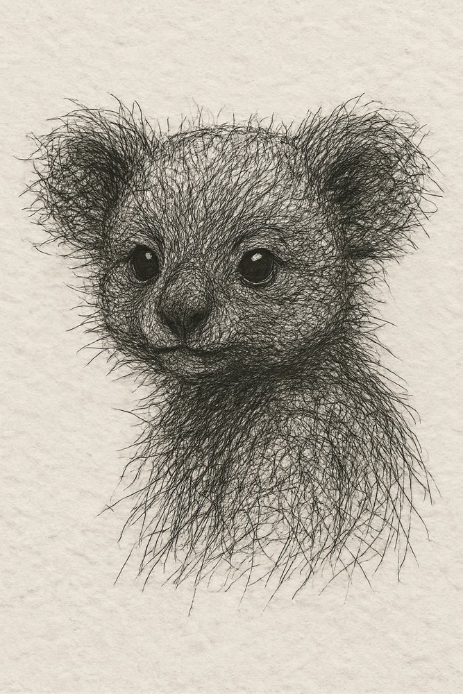 Cute Baby Koala Drawing by Natalie Bruns