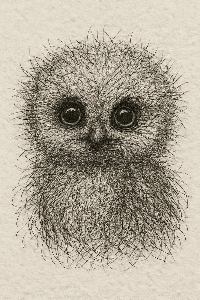 Cute Fluffy Baby Owl by Natalie Bruns