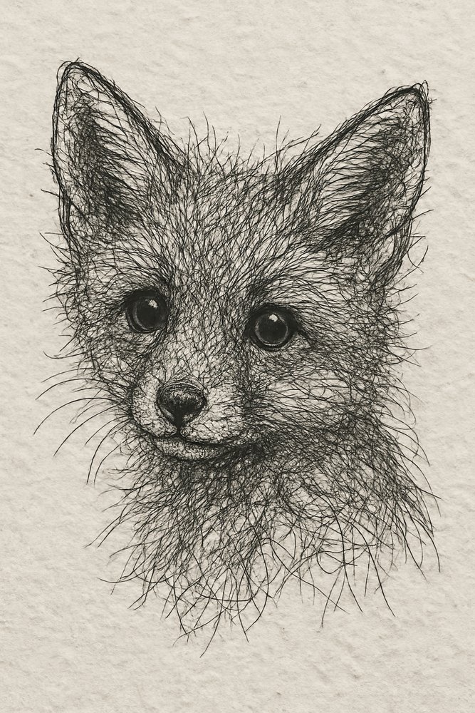 Cute Fox Kit Sketch by Natalie Bruns