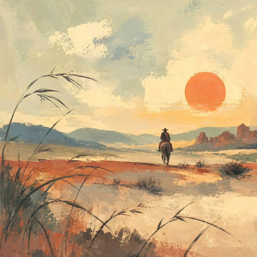 Desert Rider Sunset by Natalie Bruns