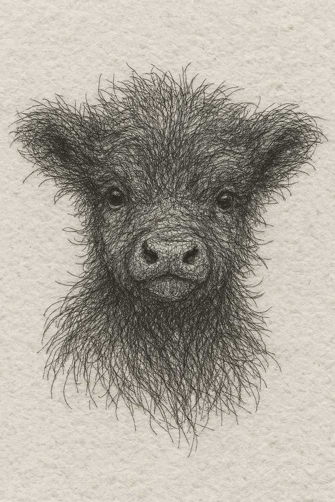 Fluffy Black Calf by Natalie Bruns