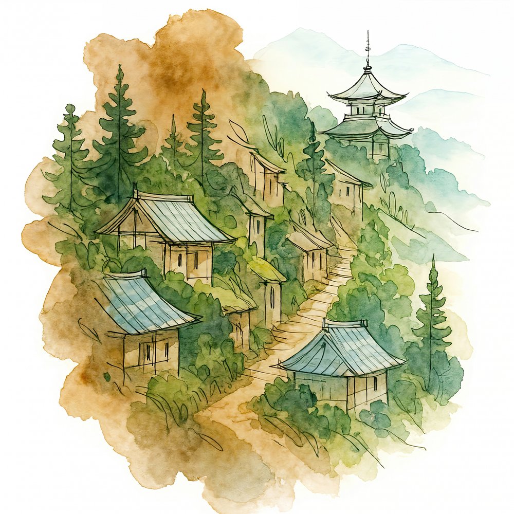 Japanese Mountain Village by Natalie Bruns