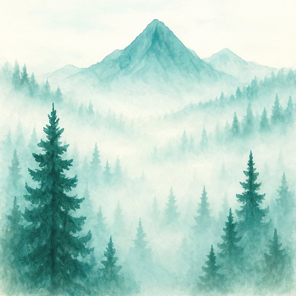 Misty Forest Mountains by Natalie Bruns