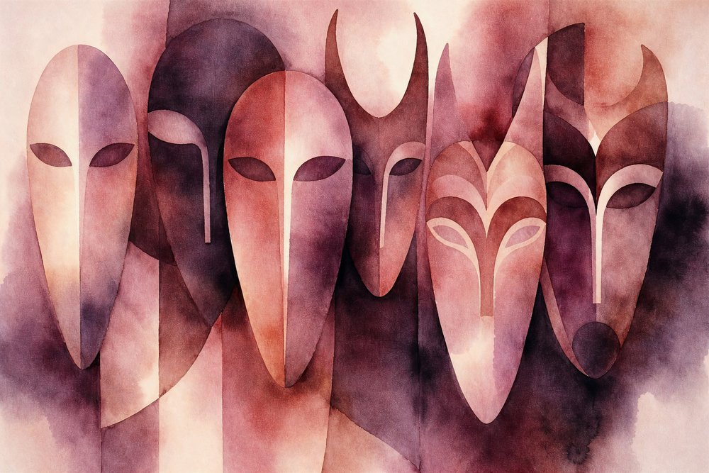 Mysterious Watercolor Masks by Natalie Bruns