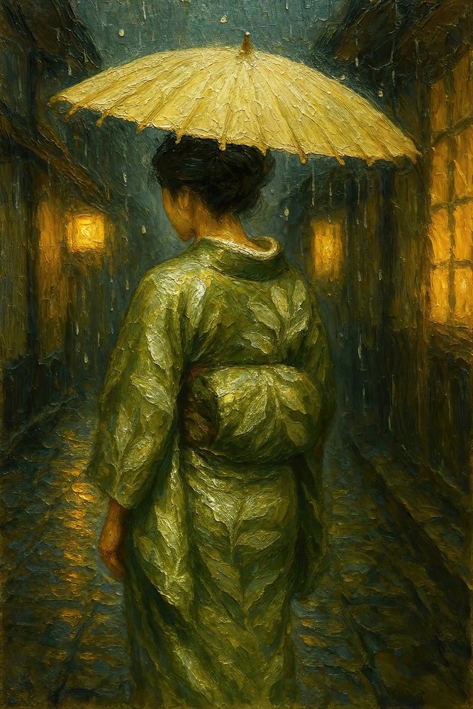 Rainy Night Kimono Walk by Natalie Bruns