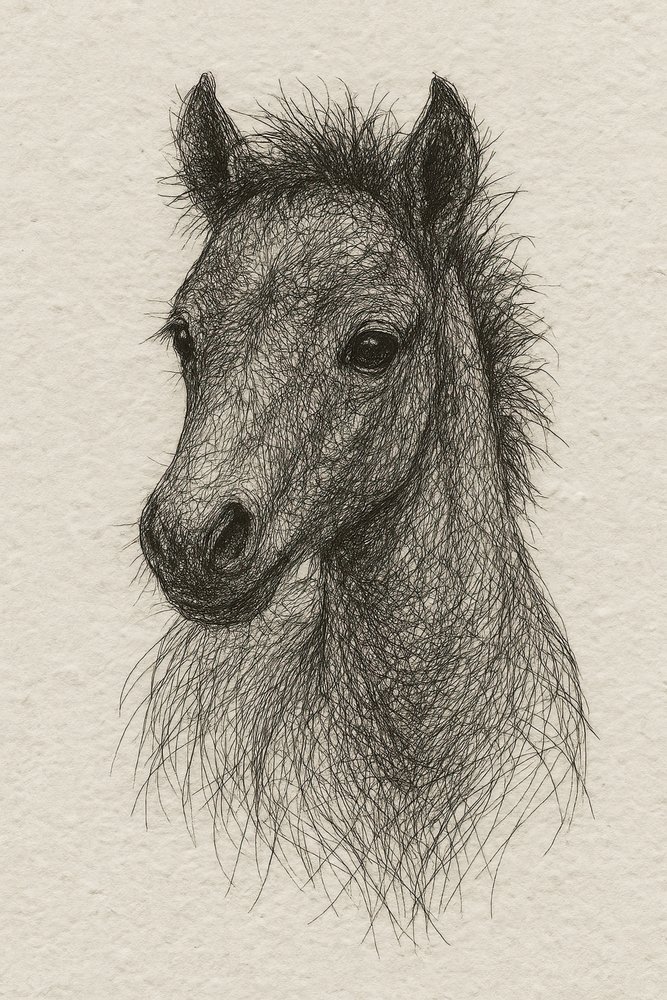 Shaggy Foal Portrait by Natalie Bruns