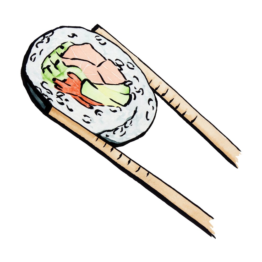 Sushi Roll With Chopsticks by Natalie Bruns