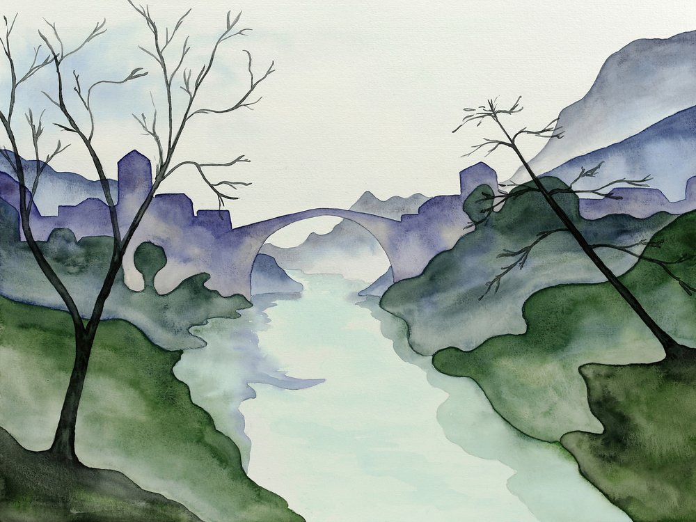 Tranquil River Valley by Natalie Bruns