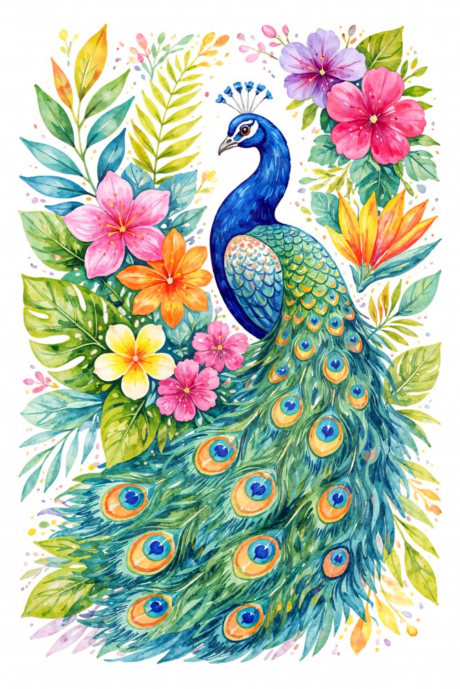 Vibrant Peacock Bloom by Natalie Bruns