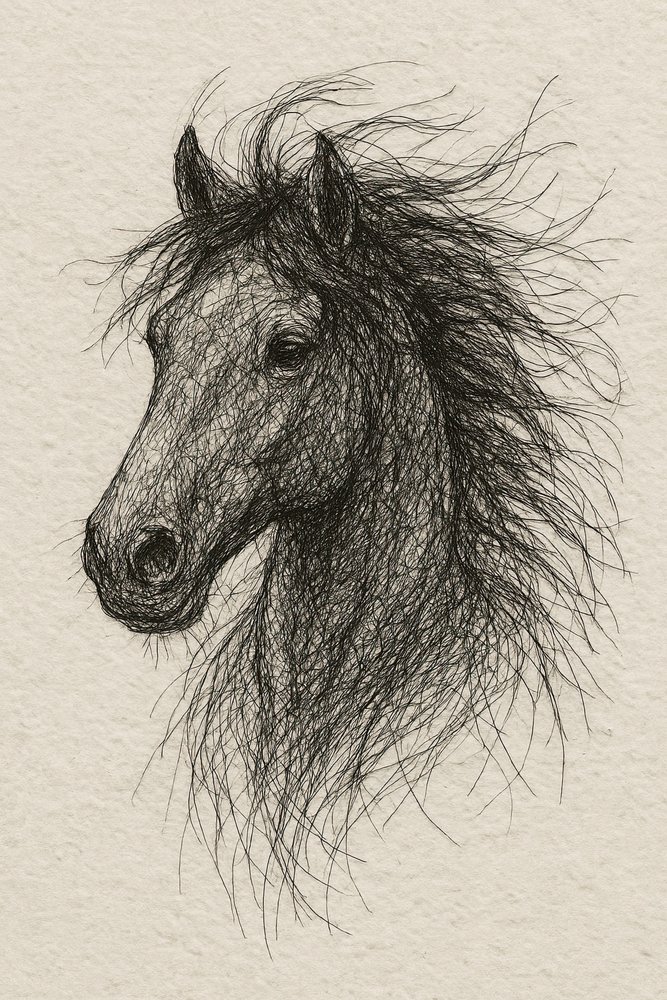 Wild Horse Sketch by Natalie Bruns