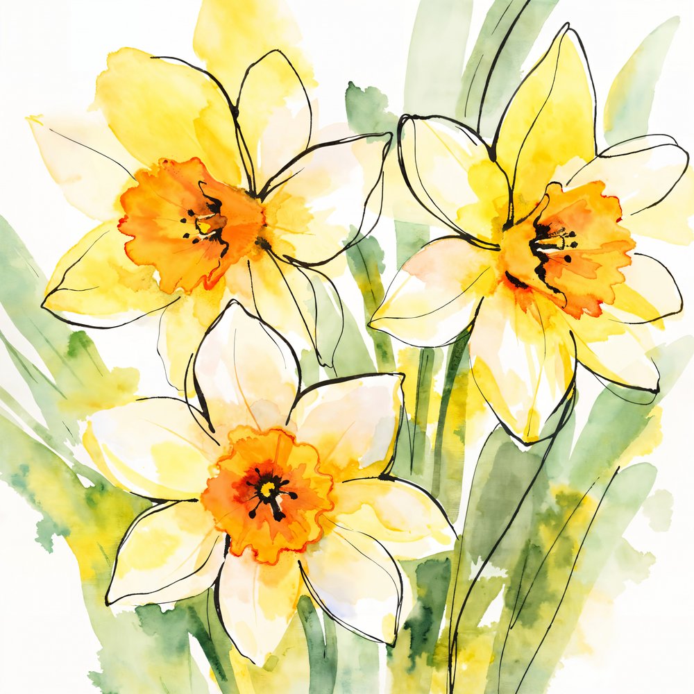 Yellow Daffodils in Bloom by Natalie Bruns