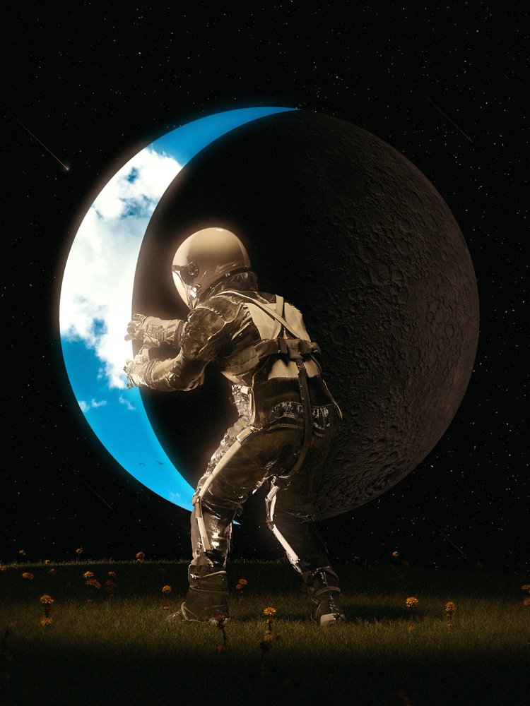 Astronaut Holding the Moon by Nicebleed