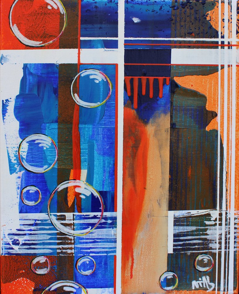 Abstract Blue Orange Bubbles by Nicolas Alsterdal