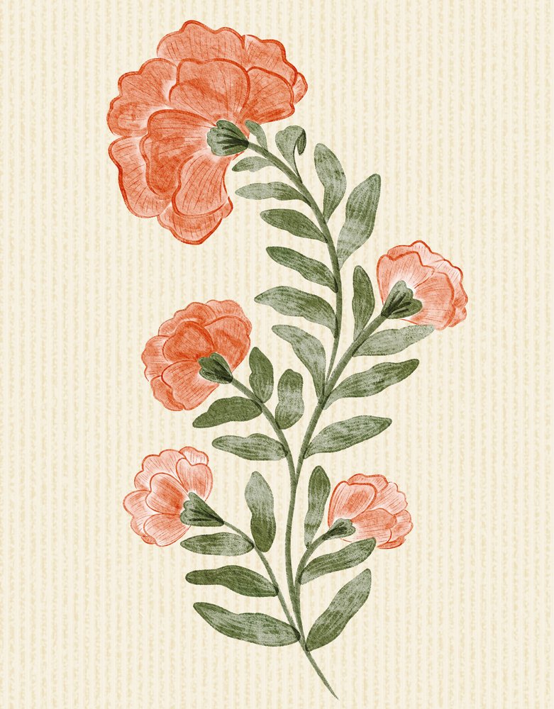 Soft Orange Botanical by Nikita Jariwala
