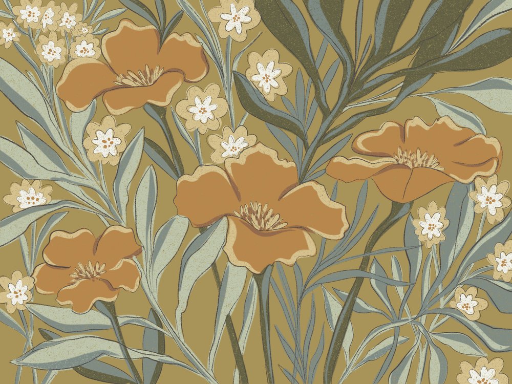 Stylized Orange Blooms by Nikita Jariwala