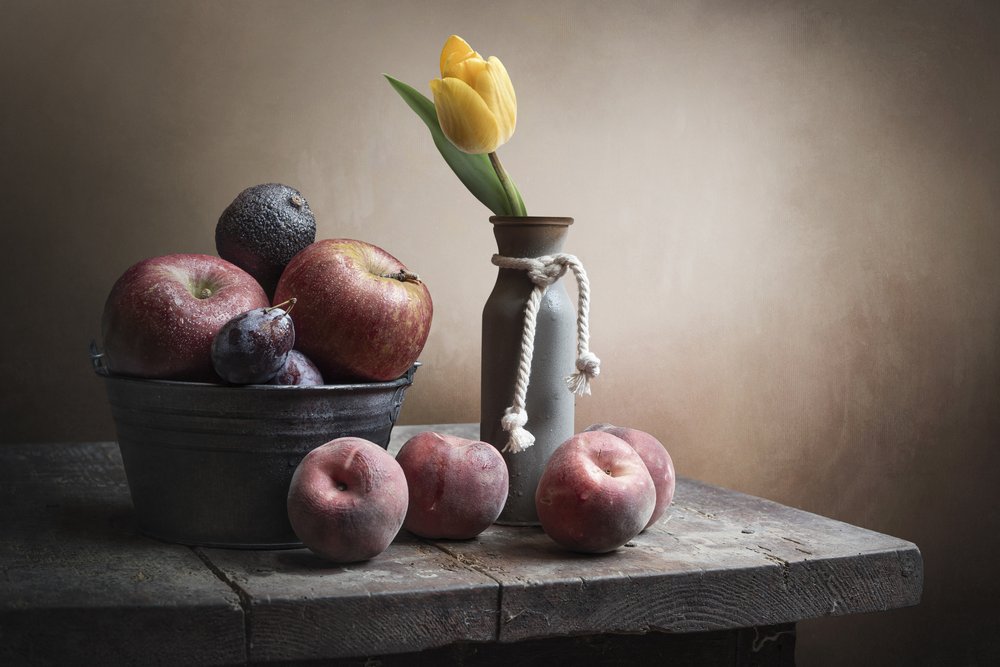 Rustic Fruit Still Life by OSAMA OMAR ALIE
