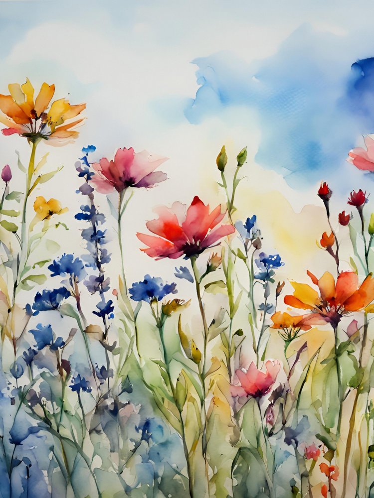 Vibrant Wildflower Meadow by Ohkimiko