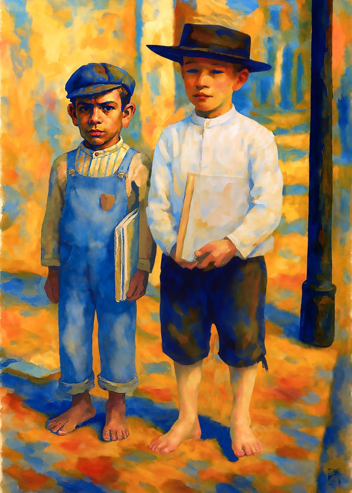 Barefoot Schoolboys with Books by Osvaldo Russo