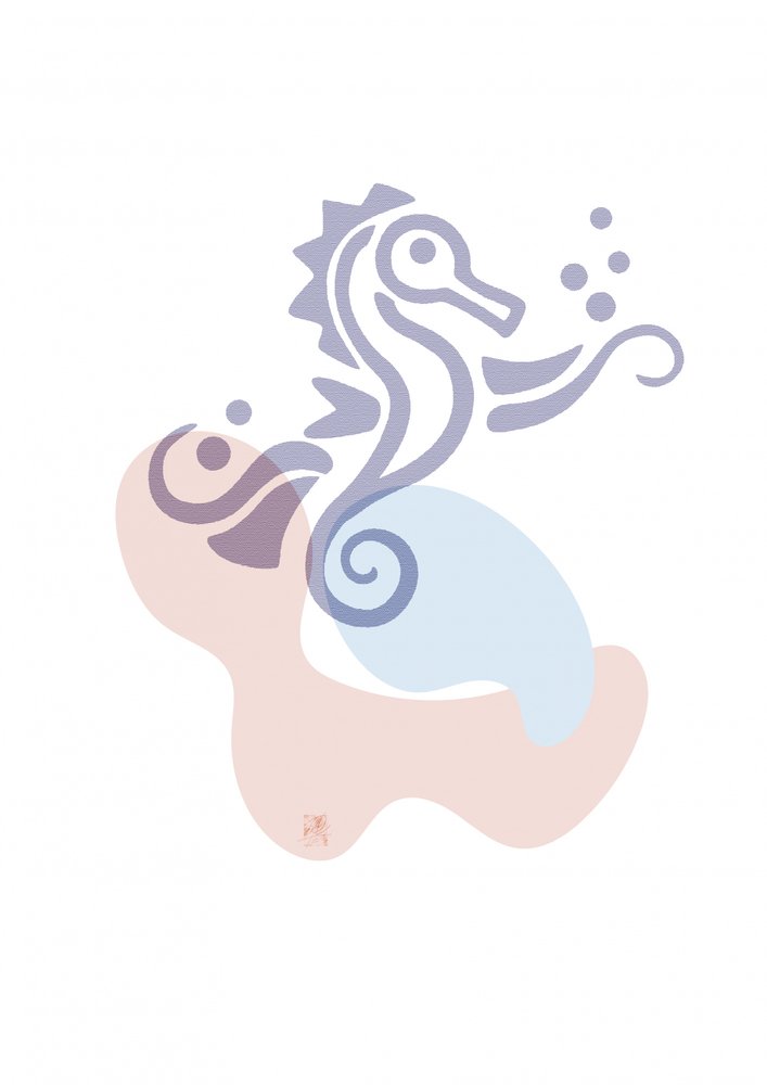 Pastel Seahorse Abstract by Osvaldo Russo