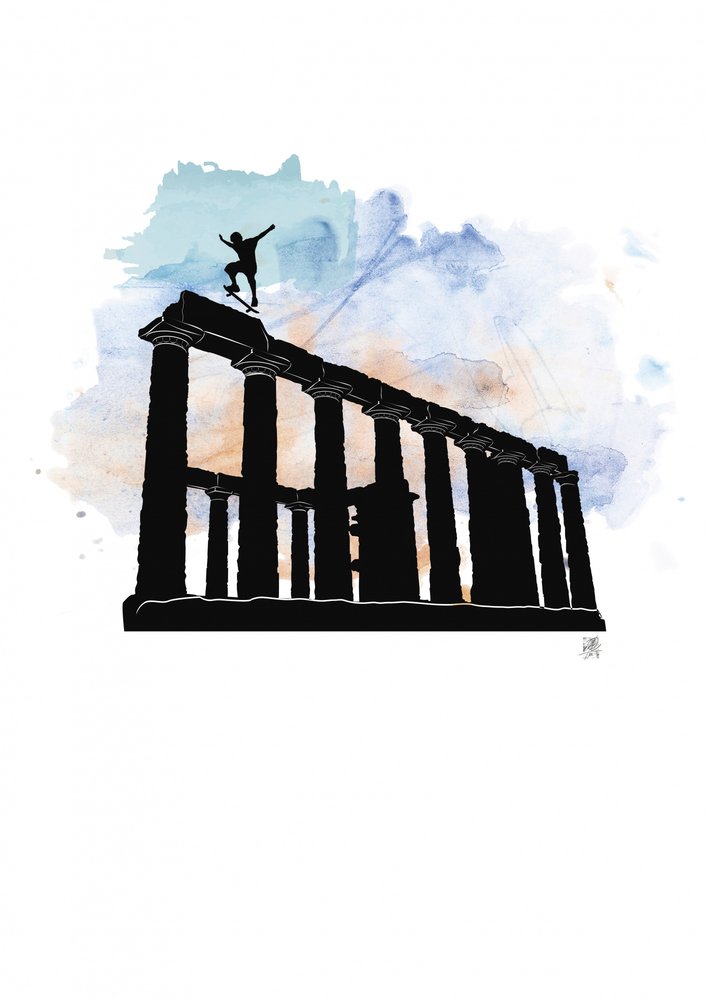 Skateboarding Ancient Columns by Osvaldo Russo