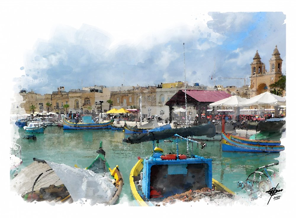 Vibrant Maltese Harbor by Osvaldo Russo