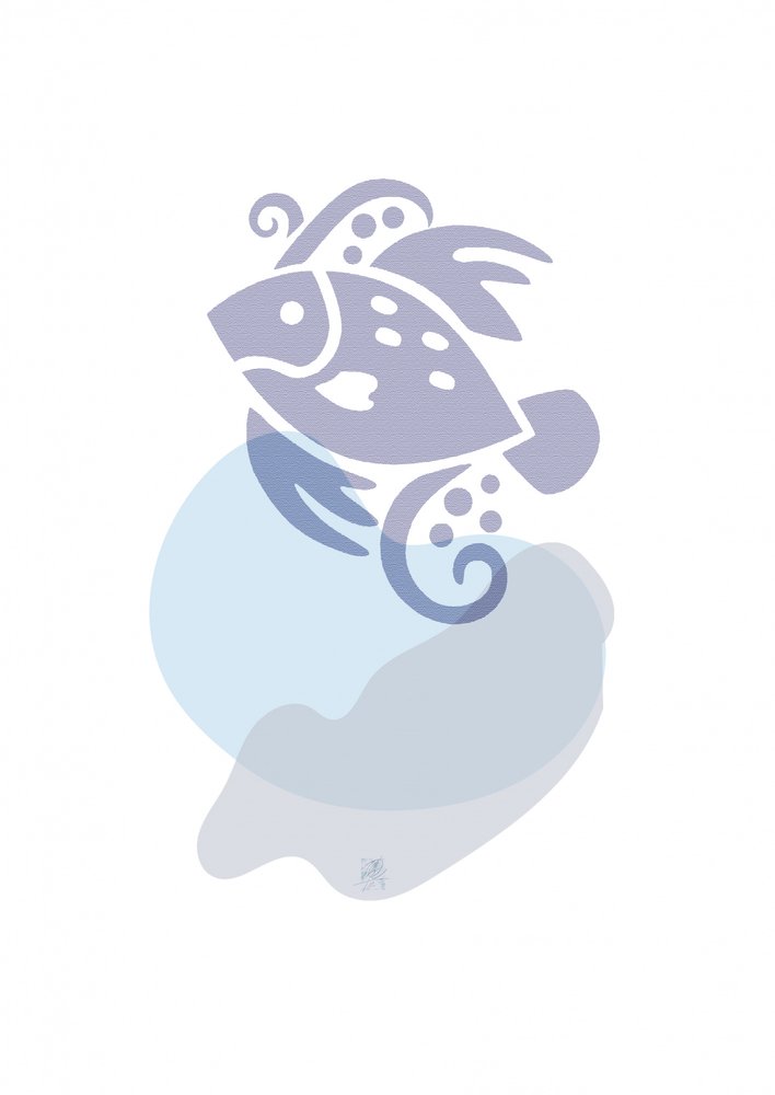 Whimsical Blue Fish by Osvaldo Russo