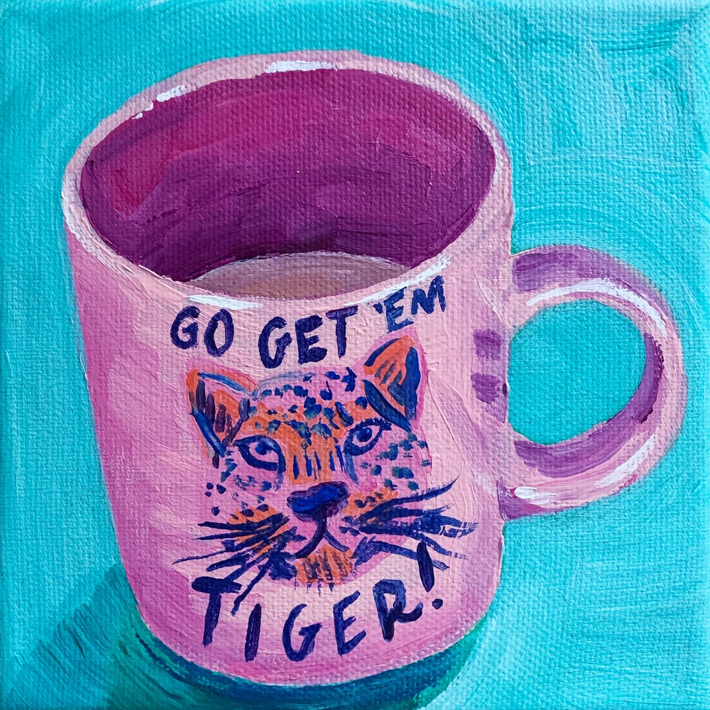 Pink Tiger Mug by Pauline Wegman | Key and Sea Creative