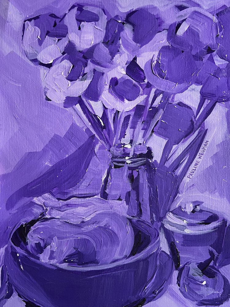 Purple Floral Still Life by Pauline Wegman | Key and Sea Creative