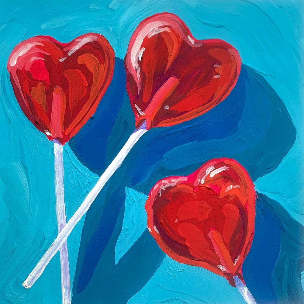 Sweet Red Heart Lollipops by Pauline Wegman | Key and Sea Creative