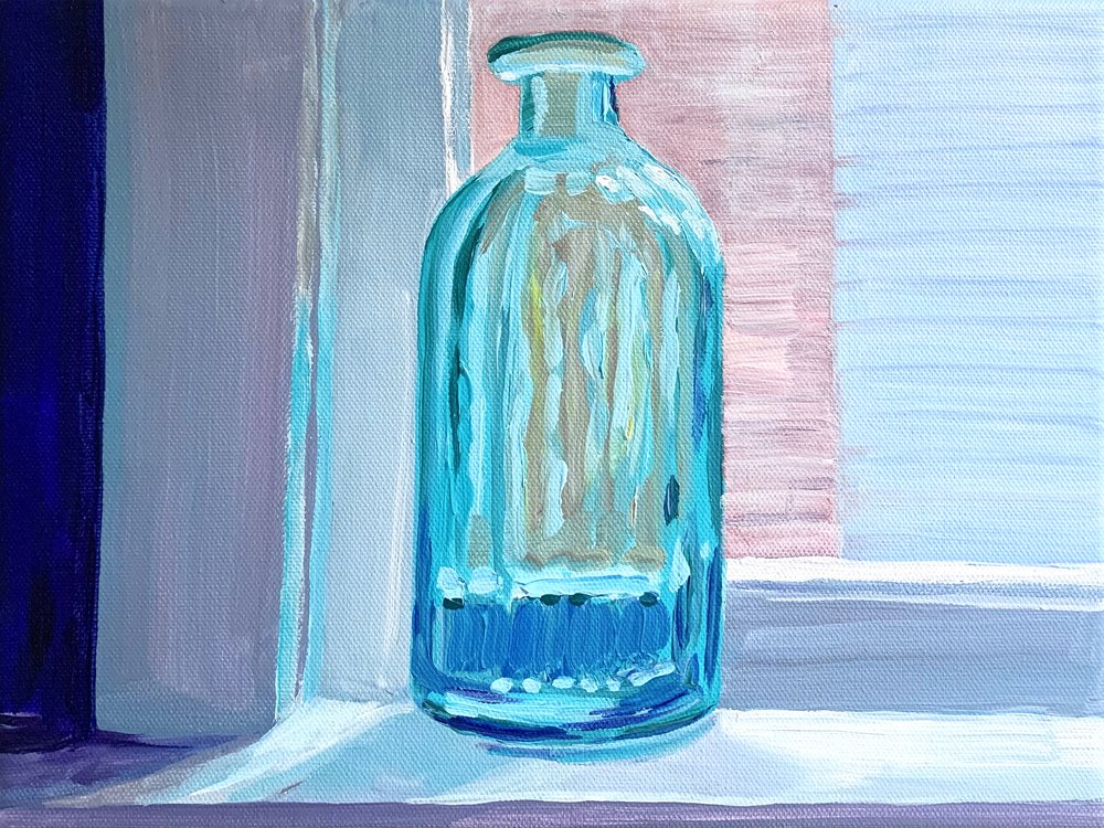 Turquoise Bottle In Light by Pauline Wegman | Key and Sea Creative
