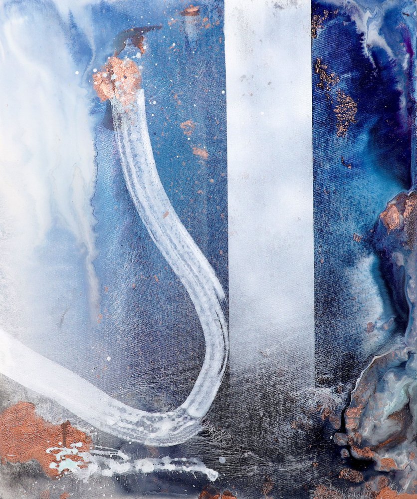 Modern Blue Metallic Flow by Poonam Choudhary