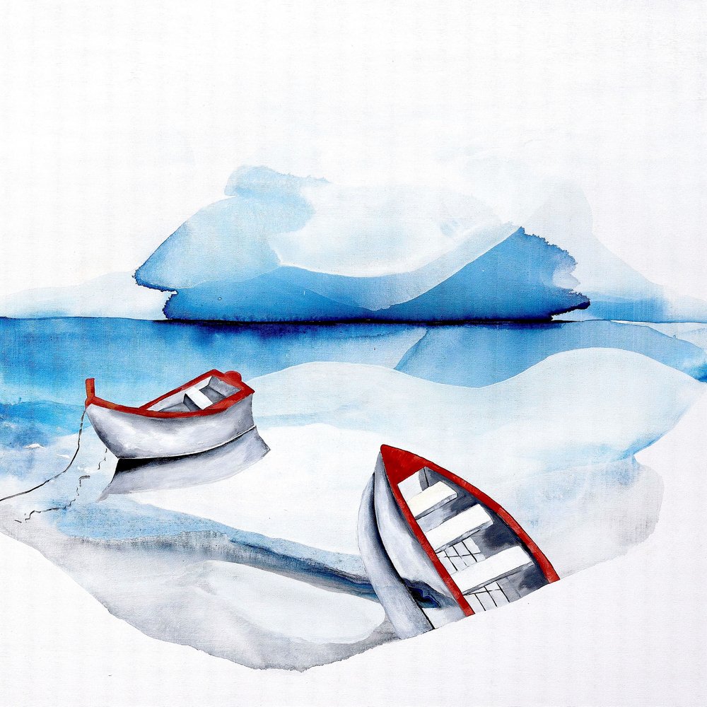 Red Boats Blue Lake by Poonam Choudhary