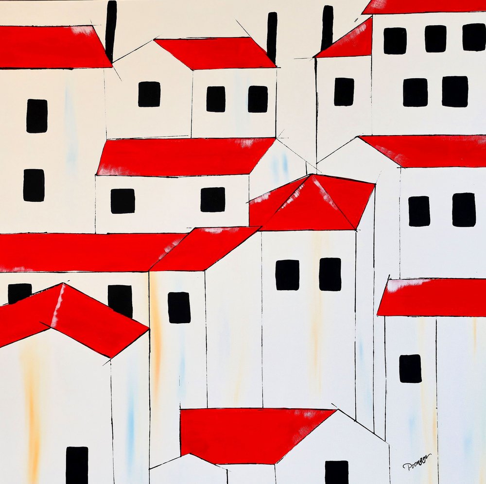 Red Roof Village by Poonam Choudhary