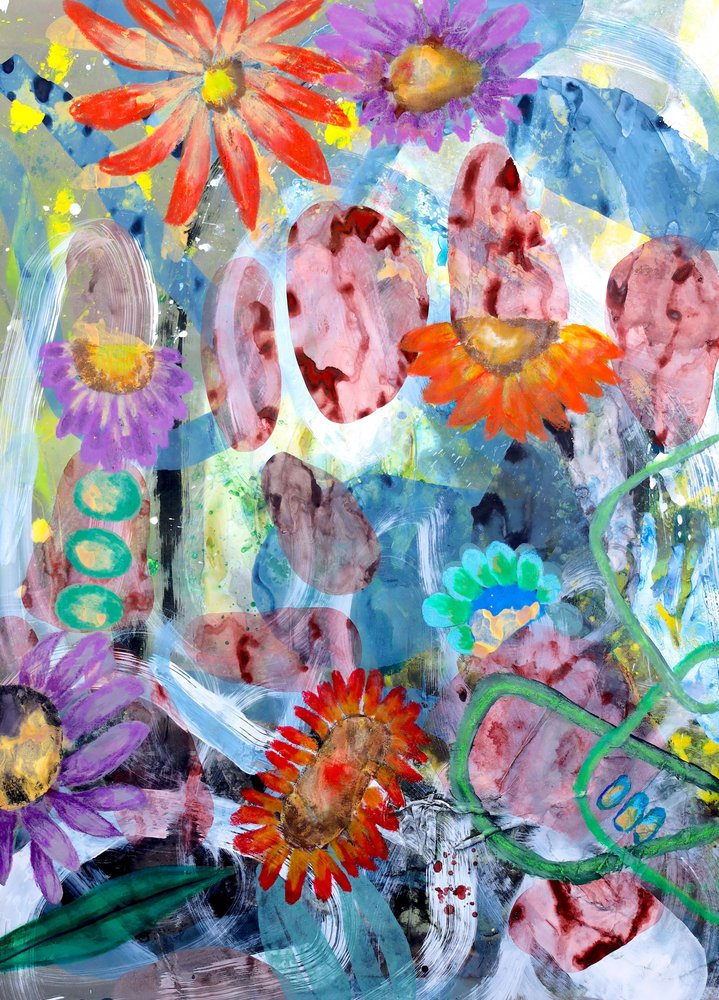 Vibrant Abstract Flowers by Poonam Choudhary