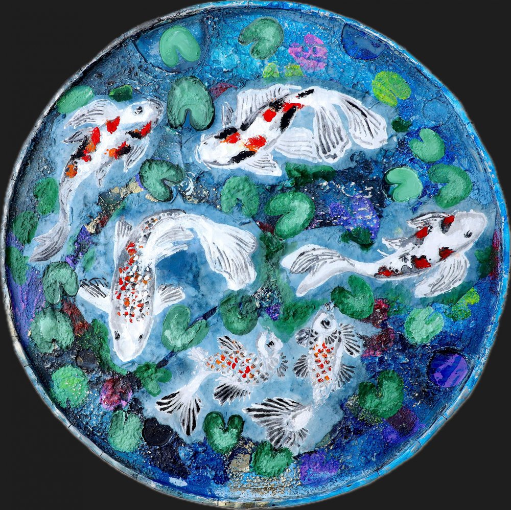 Vibrant Koi Pond by Poonam Choudhary
