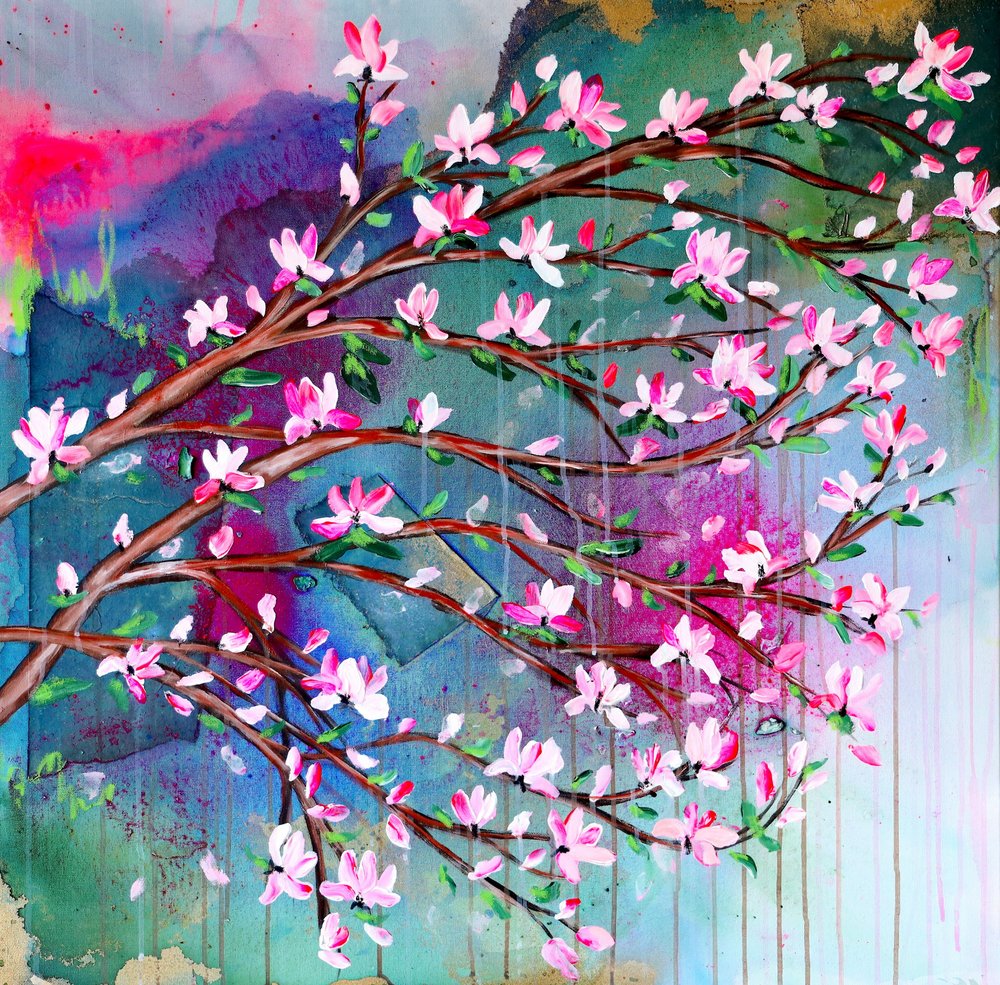 Vibrant Pink Blossoms by Poonam Choudhary