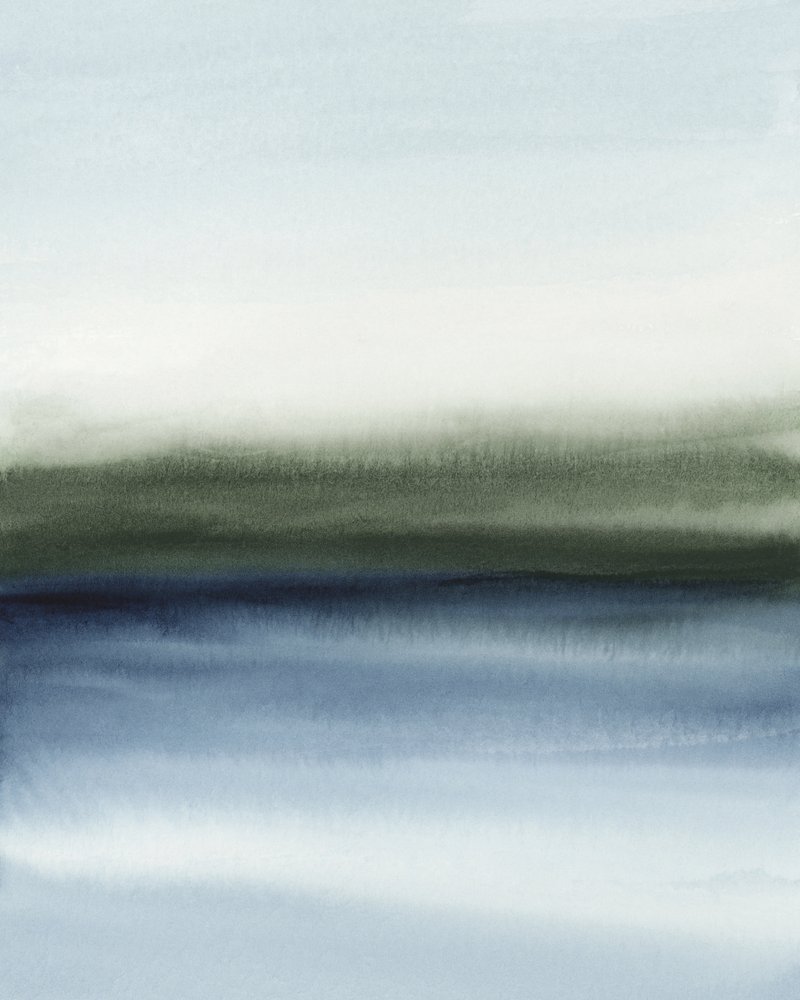 Misty Blue Green Horizon by Rachel Elise