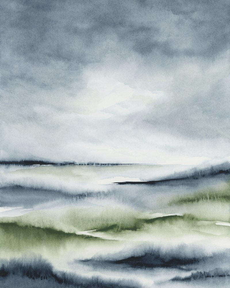 Misty Green Landscape by Rachel Elise