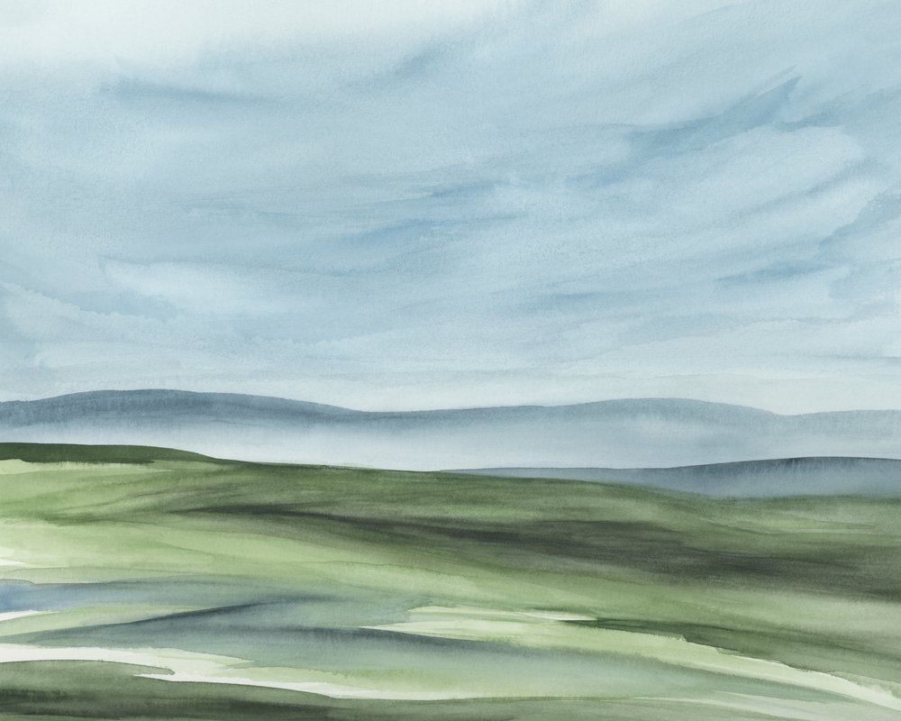 Serene Green Hills by Rachel Elise