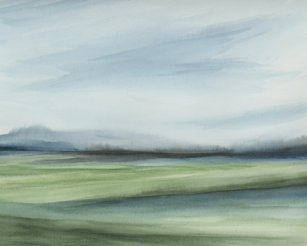 Tranquil Green Horizon by Rachel Elise