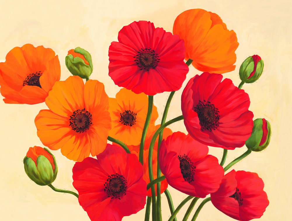 Red Orange Poppies by Renate Holzner