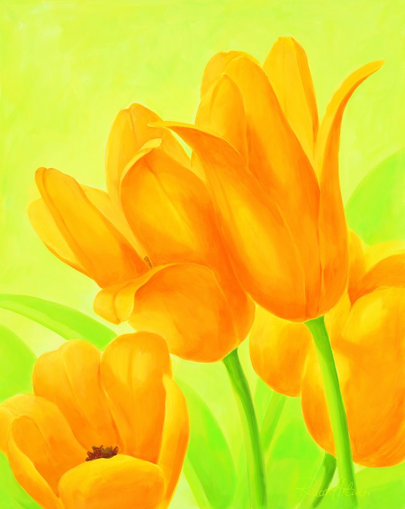 Vibrant Orange Tulips by Renate Holzner