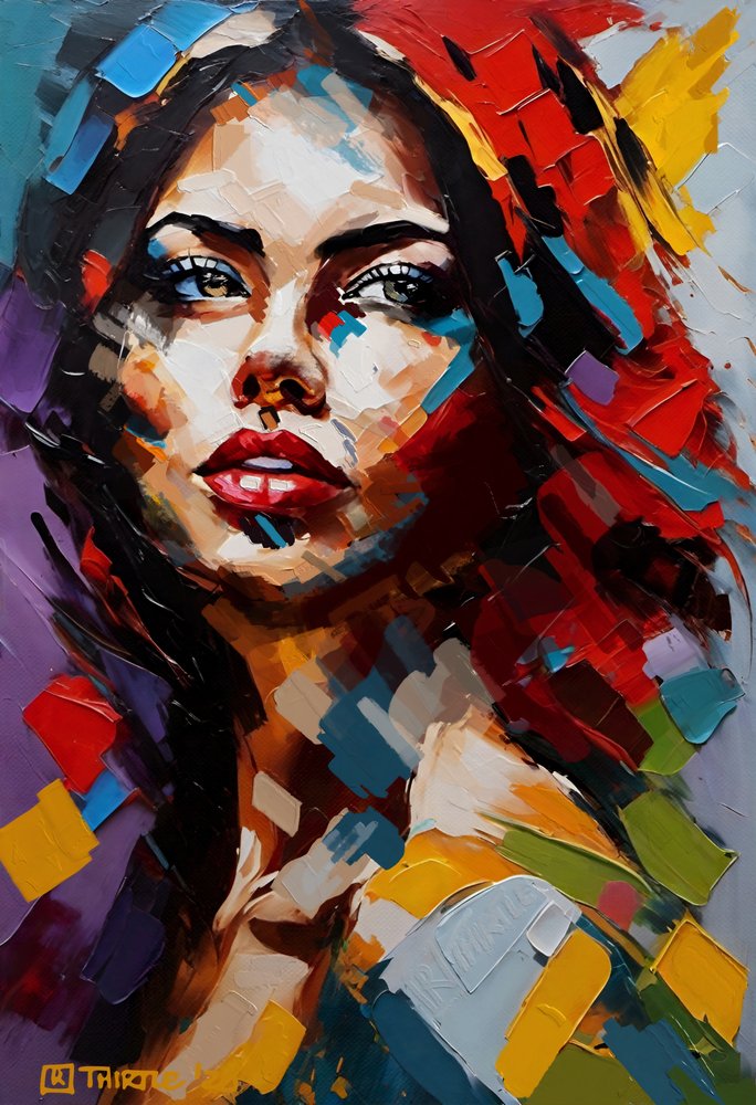 Vibrant Abstract Woman Portrait by Robert Thirtle