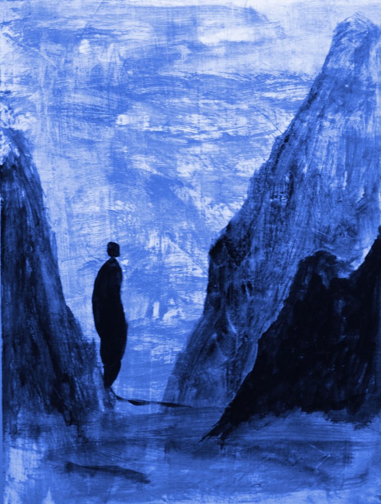Lone Figure Blue Mountains by RodMacIver